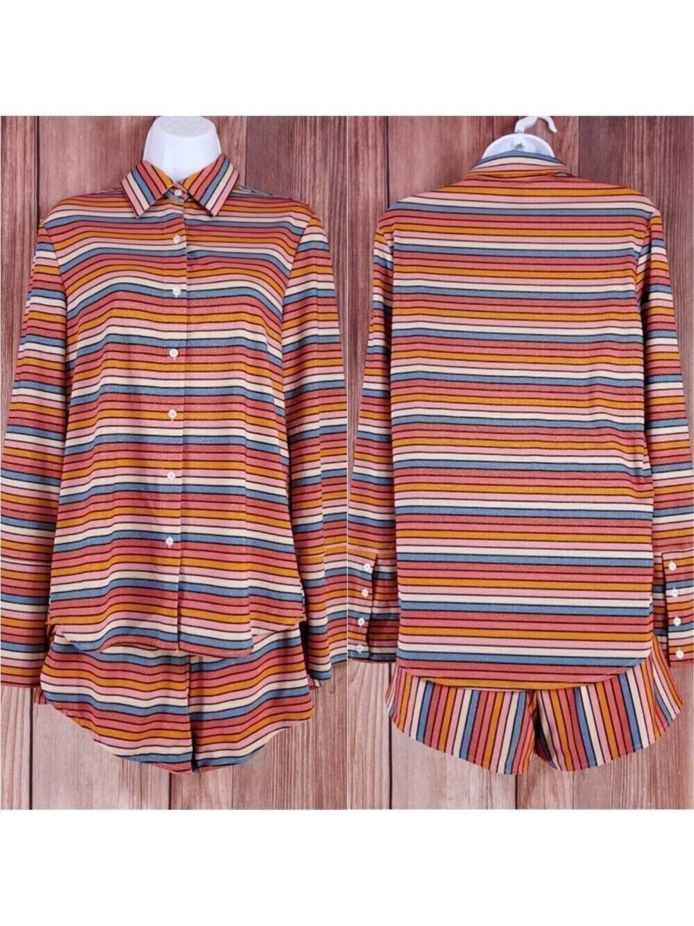 NWT Vetchy Womens Size Small Sunset Stripe Shirt & Shorts 2 Pieces Set